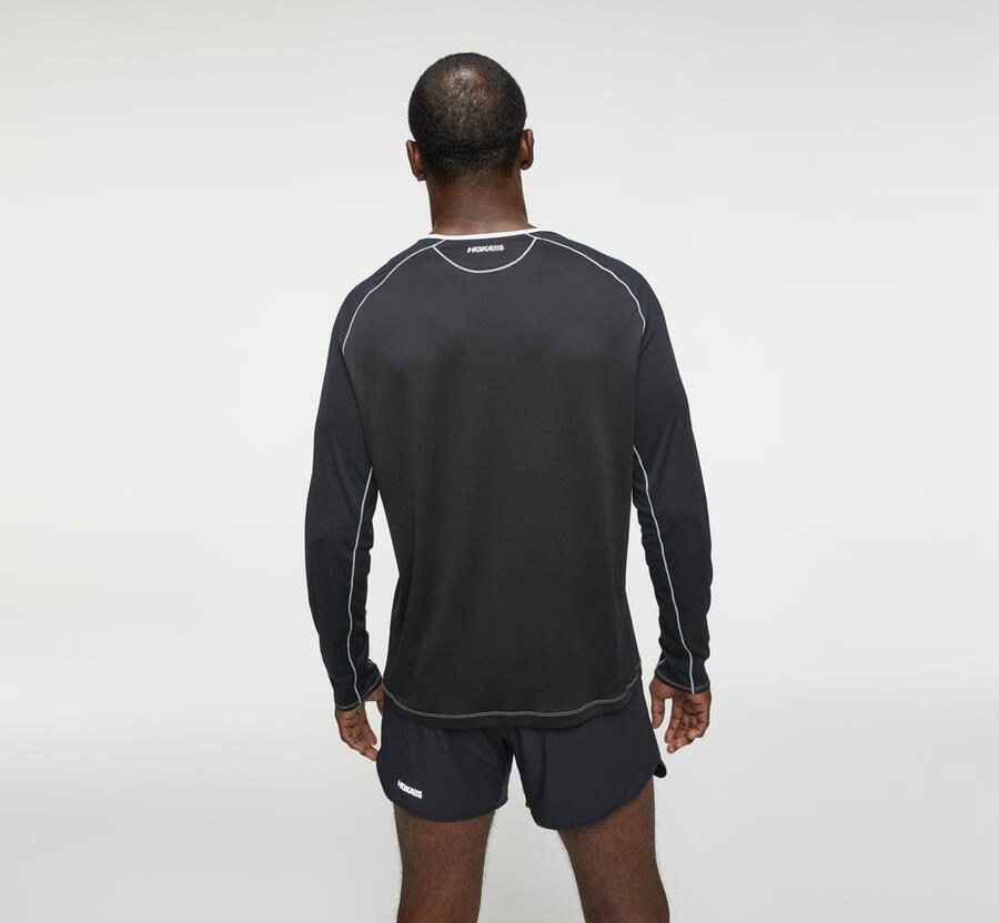 Hoka Australia One One Performance Long Sleeve - Mens Tops Blue/Black - ZWLUV-2019